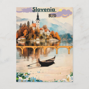 Tarjeta postal de viaje Bled Eslovenia Arte, Bled