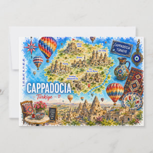 Tarjeta postal de viaje de acuarela de Capadocia T