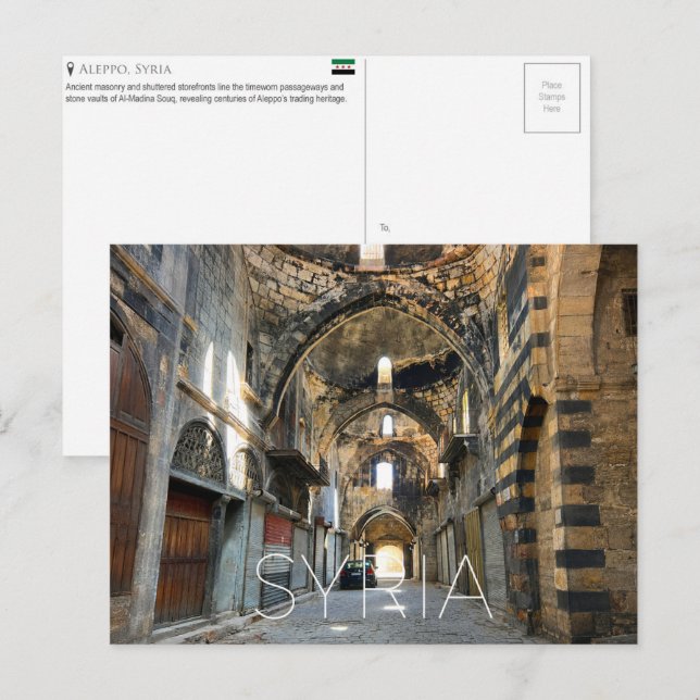 Tarjeta postal de viaje de Alepo, Siria (Anverso / Reverso)
