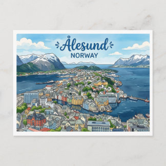 Tarjeta postal de viaje de Ålesund Noruega