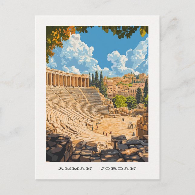 Tarjeta postal de viaje de Amman Jordan (Anverso)