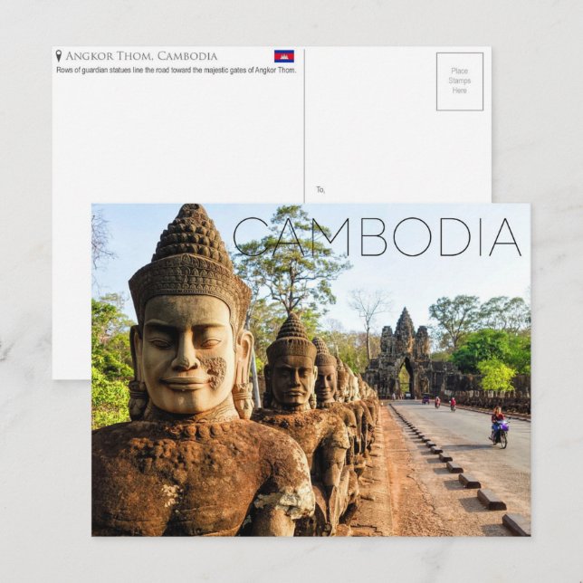 Tarjeta postal de viaje de Angkor Thom, Camboya (Anverso / Reverso)