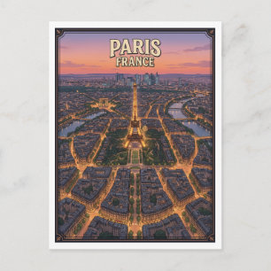 Tarjeta postal de viaje de anime vintage de París