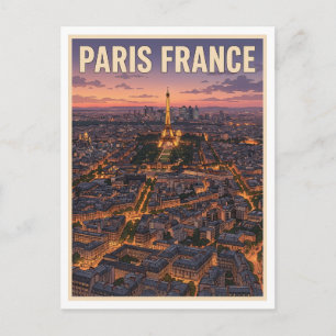 Tarjeta postal de viaje de anime vintage de París 