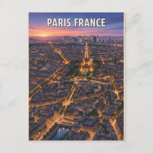 Tarjeta postal de viaje de anime vintage París Fra