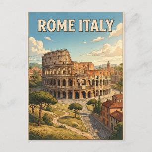 Tarjeta postal de viaje de anime vintage Roma Ital