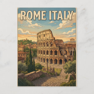 Tarjeta postal de viaje de anime vintage Roma Ital