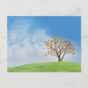 Tarjeta postal de viaje de árbol colorido elegante