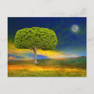 Tarjeta postal de viaje de árbol colorido elegante