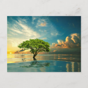 Tarjeta postal de viaje de árbol colorido elegante