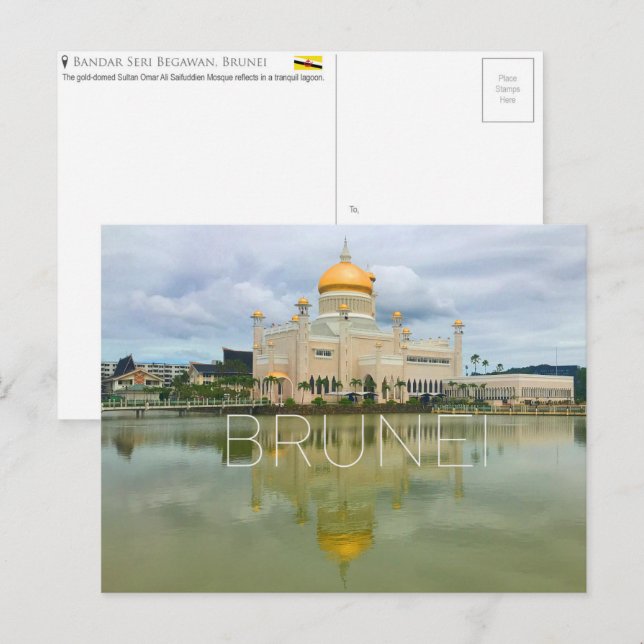 Tarjeta postal de viaje de Bandar Seri Begawan, Br (Anverso / Reverso)
