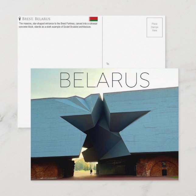Tarjeta postal de viaje de Brest, Bielorrusia (Anverso / Reverso)