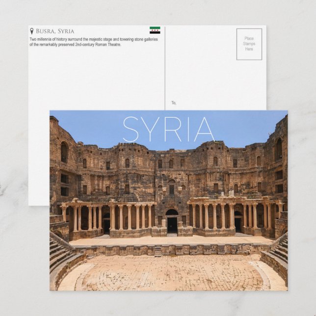 Tarjeta postal de viaje de Busra, Siria (Anverso / Reverso)