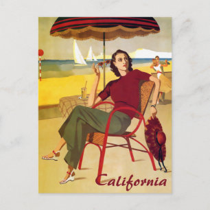 Tarjeta postal de viaje de California de Vintage