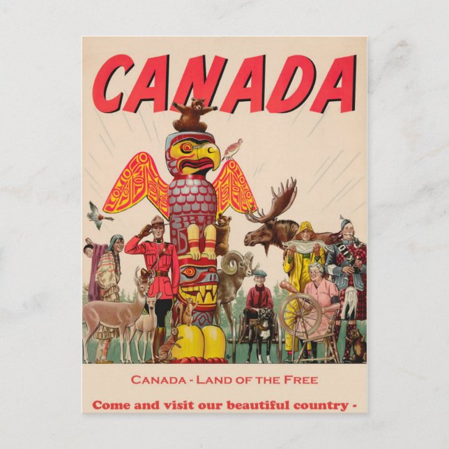 Tarjeta postal de viaje de Canadá de Vintage (Anverso)
