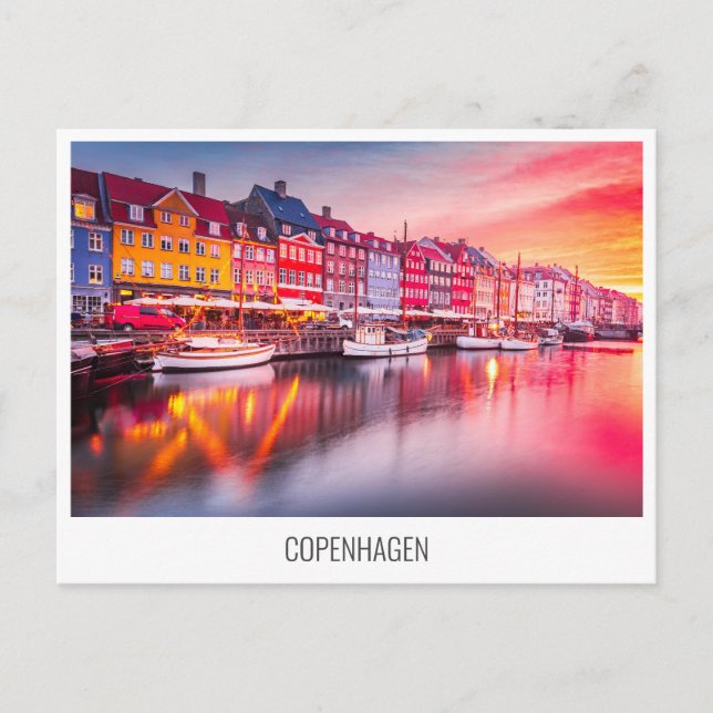 Tarjeta postal de viaje de Copenhague, Dinamarca (Anverso)