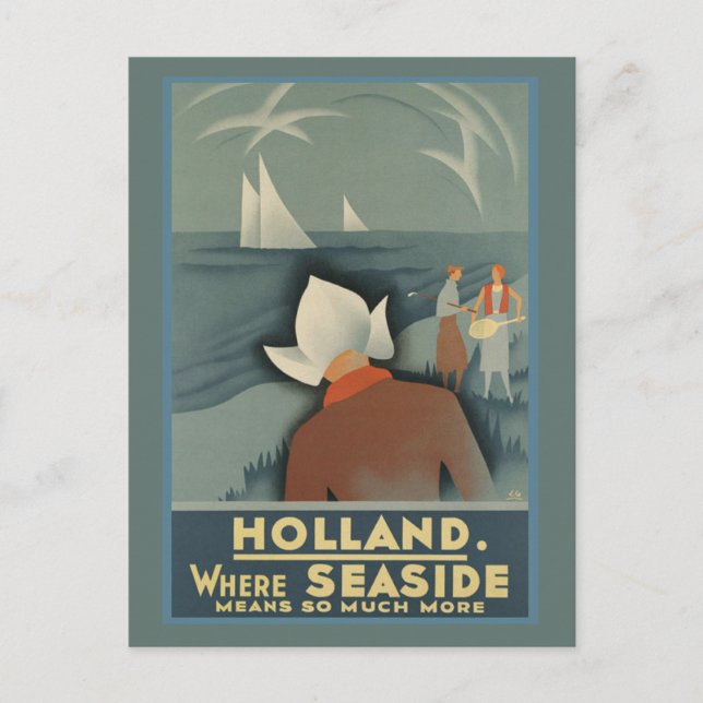Tarjeta postal de viaje de cosecha de holanda (Anverso)