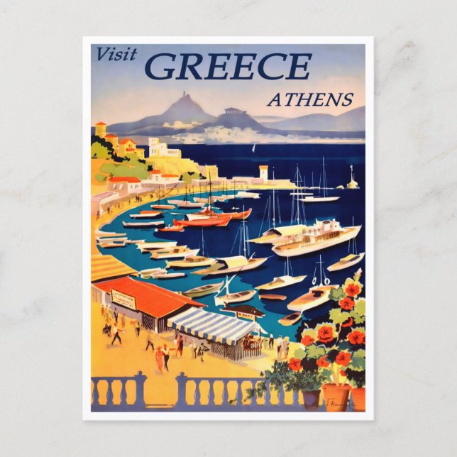 Tarjeta postal de viaje de cosecha en Atenas y Gre (Anverso)