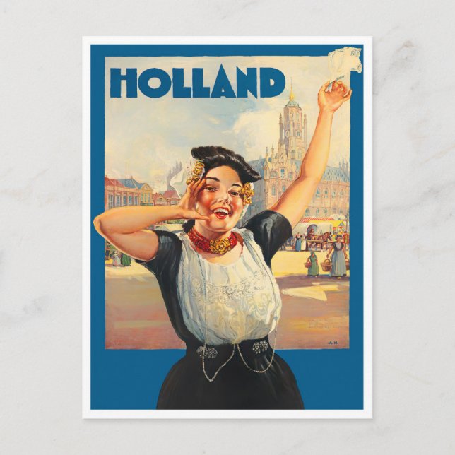 Tarjeta postal de viaje de cosecha en Holanda (Anverso)