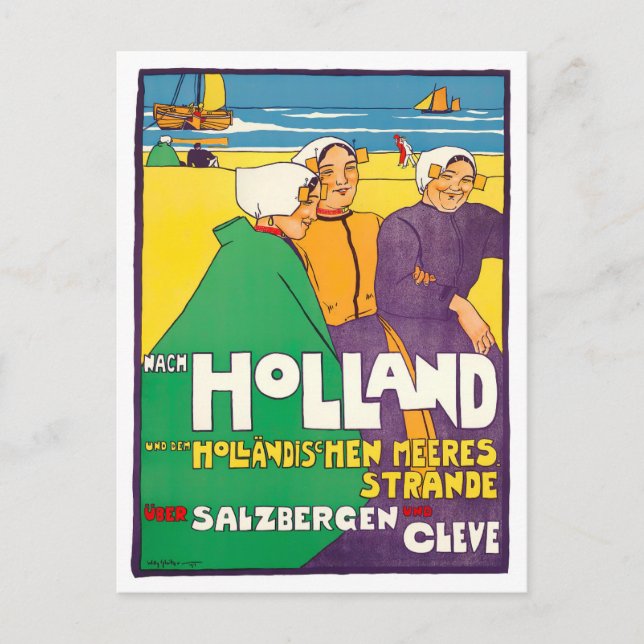Tarjeta postal de viaje de cosecha en Holanda (Anverso)