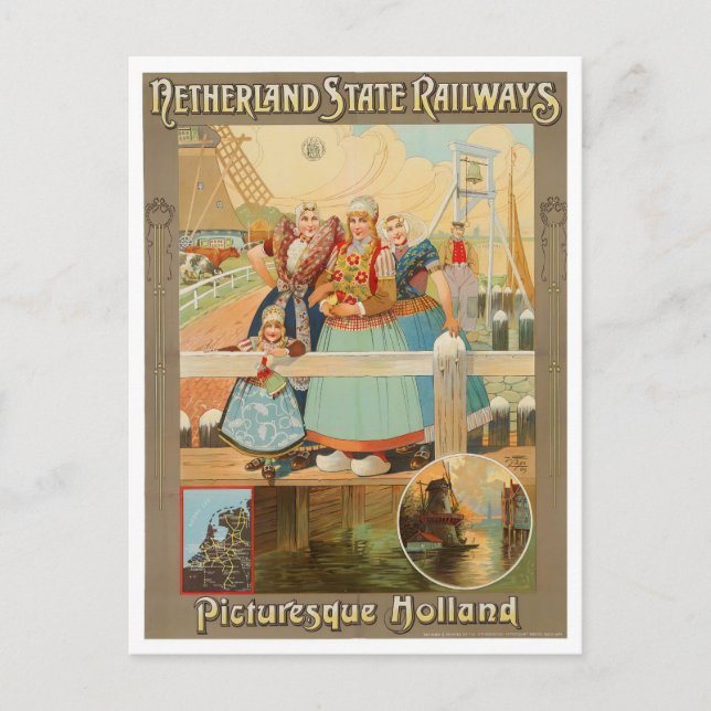 Tarjeta postal de viaje de cosecha en Holanda (Anverso)