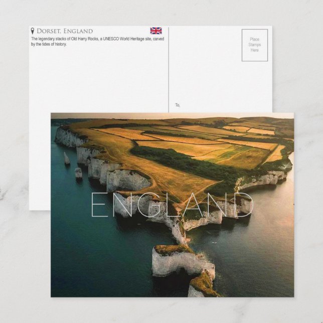 Tarjeta postal de viaje de Dorset, Inglaterra (Anverso / Reverso)