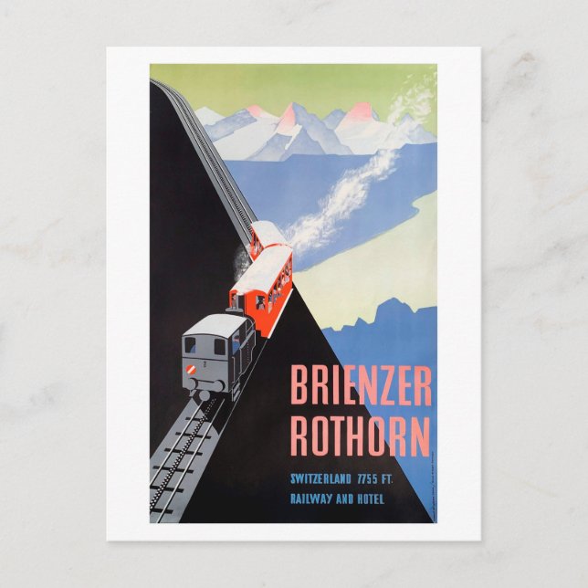 Tarjeta postal de viaje de época Brienzer Rothorn (Anverso)