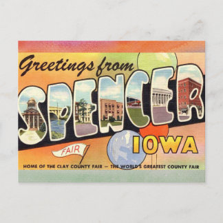 Tarjeta postal de viaje de época Spencer Iowa