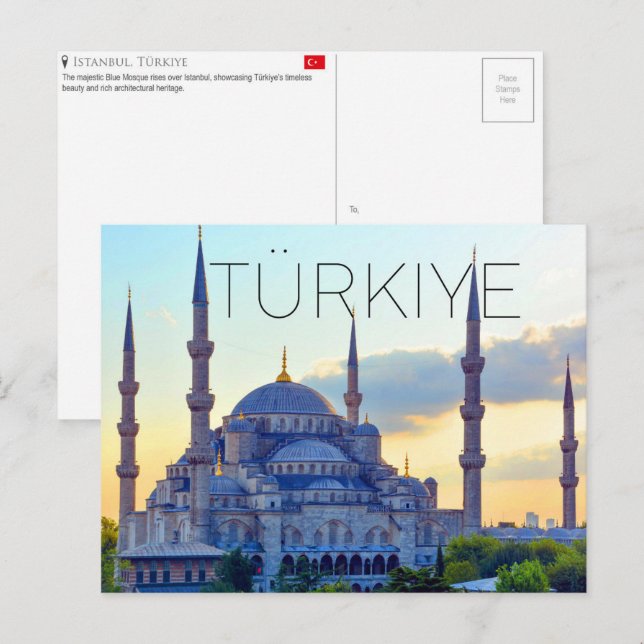 Tarjeta postal de viaje de Estambul, Turquía (Anverso / Reverso)