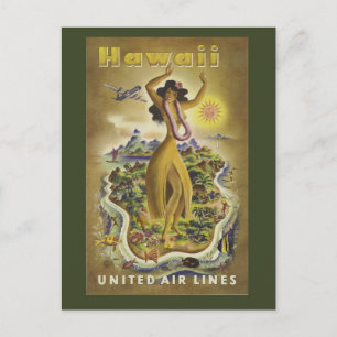 Tarjeta postal de viaje de estilo hawaiano