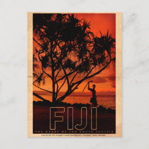Tarjeta postal de viaje de Fiji antigua