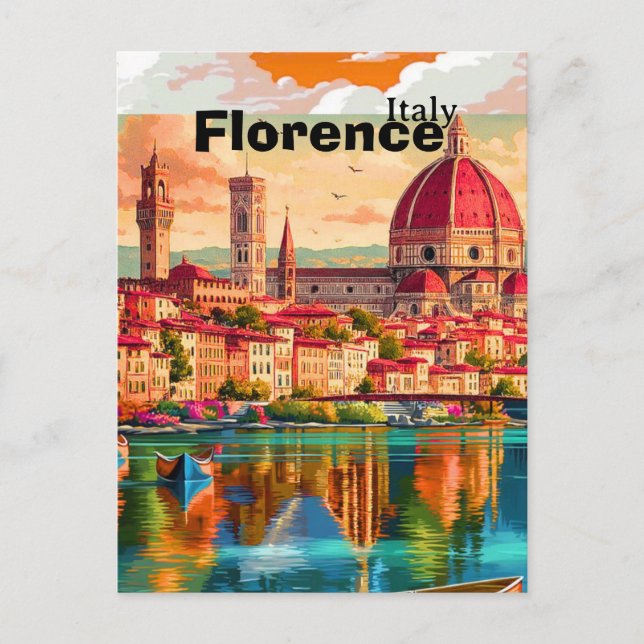 Tarjeta postal de viaje de Florencia Italia, Arte  (Anverso)