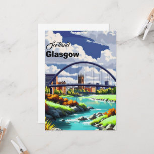 Tarjeta postal de viaje de Glasgow, arte de viaje