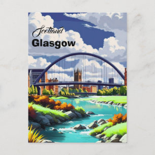 Tarjeta postal de viaje de Glasgow, arte de viaje