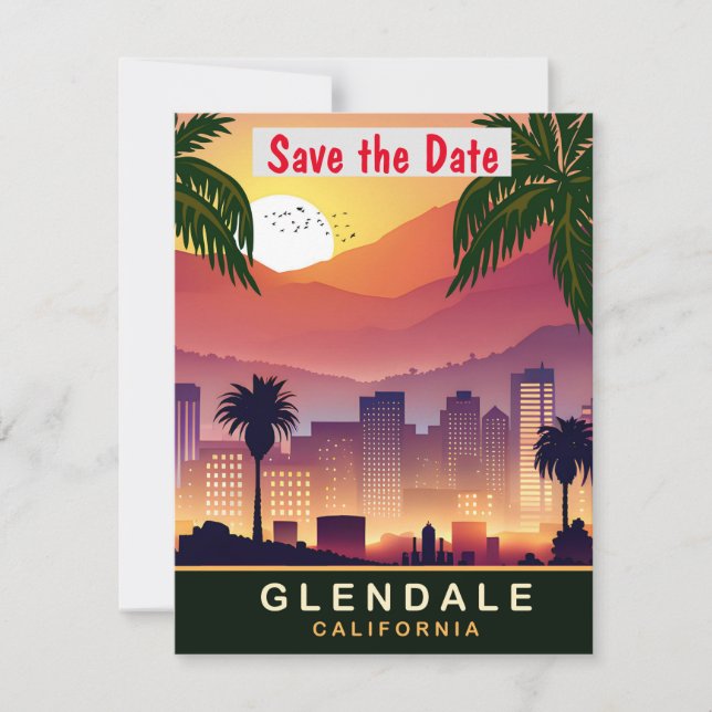 Tarjeta postal de viaje de Glendale, California,  (Anverso)