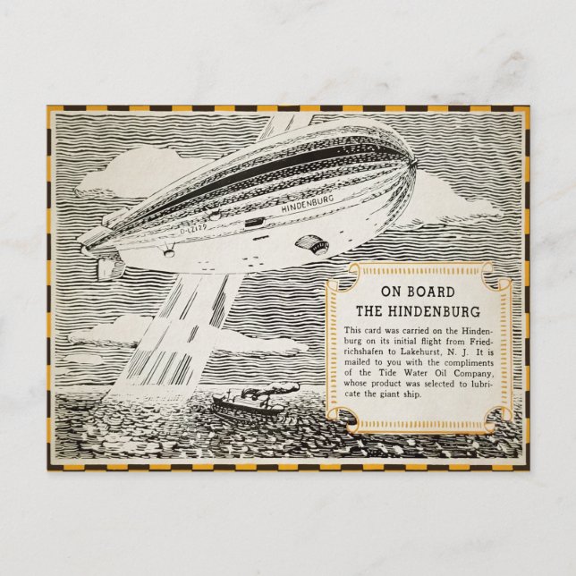 Tarjeta postal de viaje de Hindenburg (Anverso)