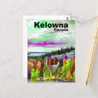 Tarjeta postal de viaje de Kelowna BC, Arte de Col