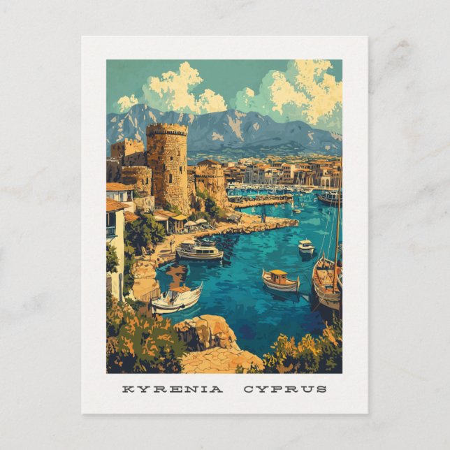 Tarjeta postal de viaje de Kyrenia Cyprus (Anverso)