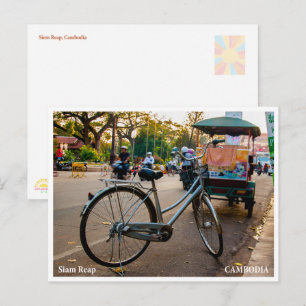 Tarjeta postal de viaje de la calle en bicicleta d
