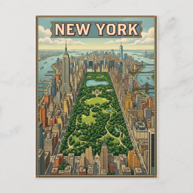 tarjeta postal de viaje de la ciudad de Nueva York (Anverso)