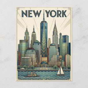 tarjeta postal de viaje de la ciudad de Nueva York