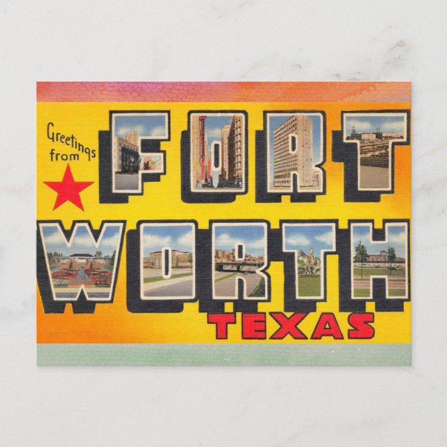 Tarjeta postal de viaje de la época del Fort Worth (Anverso)