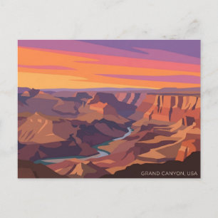 Tarjeta postal de viaje de la puesta de sol del Gr