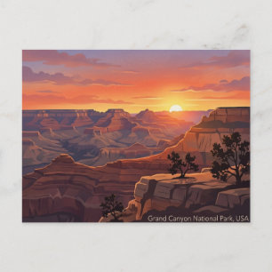 Tarjeta postal de viaje de la puesta de sol del Gr