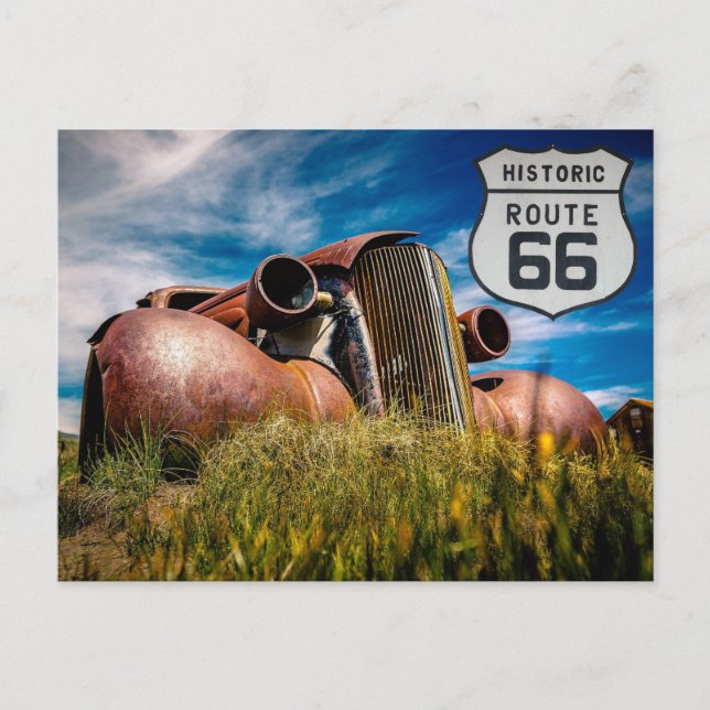 Tarjeta postal de viaje de la ruta 66 de EE. UU. (Anverso)
