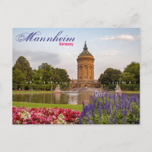 Tarjeta postal de viaje de la torre de Mannheim Al