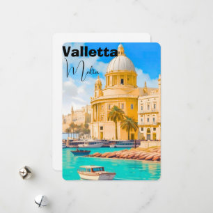 Tarjeta postal de viaje de La Valeta Malta, Tarjet