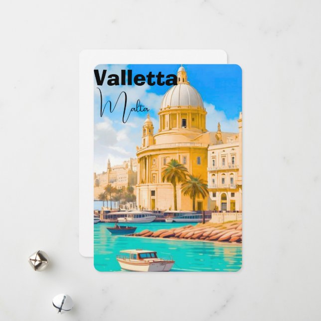 Tarjeta postal de viaje de La Valeta Malta, Tarjet (Anverso/Reverso In Situ)