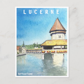 Tarjeta postal de viaje de Lake Lucerne Suiza