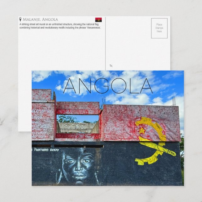Tarjeta postal de viaje de Malenje, Angola (Anverso / Reverso)